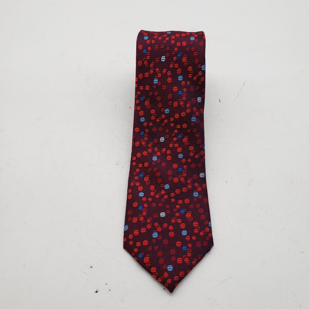 Jos. A. Bank Tie Mens One Size Red Polka Dot Silk Jacquard Reserve Classic